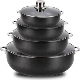 Alpine Cuisine 643700402356 Piece Set Aluminum Non-stick Caldero Stock Pot With Glass Lid
