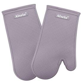 Alselo 750743393562 Oven Mitts Heat Resistant Silicone Kitchen Gloves For 550 Degrees With