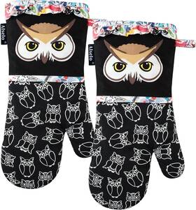 Hu-xi-121 Alselo Oven Mitts Heat Resistant With Soft Quilted Long Black