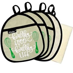 Alselo Pot Holders And Kitchen Towel Heat Resistant Potholder 4 Piece