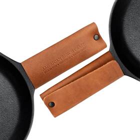 American Bench Craft 078928813477 Leather Cast Iron Handle Cover Set Of 2 Full Grain Lea