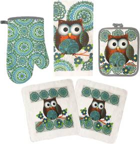 American Linen 445013438489 Owl Set Oven Mitts And Pot Holders - Kitchen Towels Dish Clot