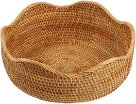 8541855224 Amololo Handmade Rattan Round Fruit Basket Food Storage Bowls Kitchen Large 11 Brown