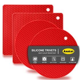Anaeat 788285977087 4 Pack Silicone Trivet Mats Bpa Free - Heat Resistant Thicken Pot Holders Mu