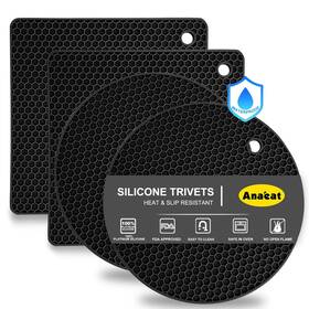 Anaeat 788285977100 4 Pack Silicone Trivet Mats Bpa Free - Heat Resistant Thicken Pot Holders Mu