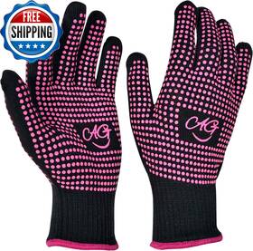 Angenil 445026833820 2 Pcs Heat Resistant Gloves With Silicone Bumps For Hot Hai