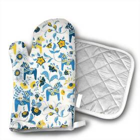 Xjdfjhfgjfg5485641 Antcreptson Scandinavian Swedish Dala Horses And Kurbits Flowers Oven Mitts Pot Holders Deco