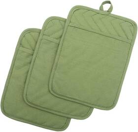 Anyi 664271265799 Heat Resistant Pot Holders Cotton Hot Pads For Counter And Table Green