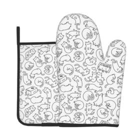 Aocster 768523647262 Cat Oven Mitt Pot Holder 2-piece Set Gifts Chef Women Men Thanksgiving
