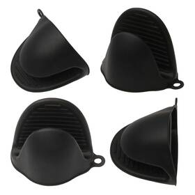 Aofuxti 797999200749 4pcs Black Silicone Oven Mitts Heat Resistant Pinch Grips Kitchen Pot Holders