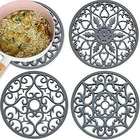 Aooikei 766381515044 4 Pack Silicone Trivet Mat Heat Resistant Kitchen Hot Pot Holders Potholders
