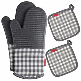 Aoresac Silicone Oven Mitts Heat Resistant With Cotton Lining And Po