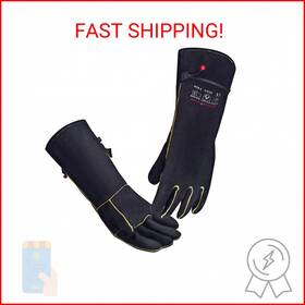 Aouchi 752771290943 932 Leather Welding Gloves For Women Man Heat Resistant Fire Long Sleev