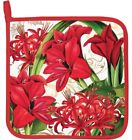 Aph310 Michel Design Works Cotton Potholder Christmas Time Amaryllis 608666721675