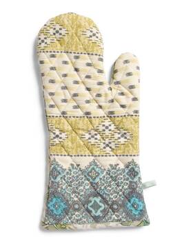 April Cornell 888609082319 Nwt Citrine Quilted Patchwork Oven Mitt 100% Cotton Made In India