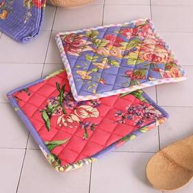 April Cornell 888609744040 Blanche Patchwork Potholder Set Of 2 Periwinkle Rose Purple
