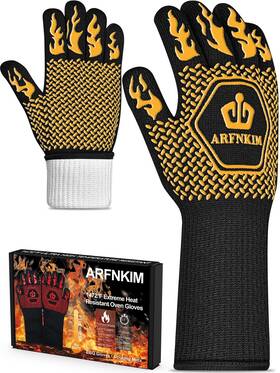 B0f8vb9btq Arfnkim 1472 F Heat-resistant Bbq Oven Gloves 3-layer Silicone Non-slip Mitts