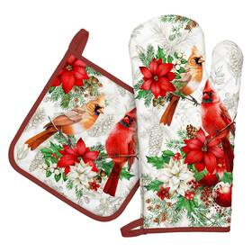 B0d7c7chq9 Arquiel Christmas Cardinal Oven Mitts And Pot Holders Set 2pcs 100% Cotton Heat