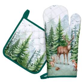 B0d7c7mdyn Arquiel Woodland Deer Oven Mitts And Pot Holders Set 100% Cotton Heat Resistant