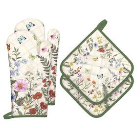 Hx0545-2 Arquiel Floral Grass Oven Mitts And Pot Holders Sets 4pcs 100% Cotton Heat Resistant Hx0545-2 Arquiel Floral Grass Oven Mitts And Pot Holders Sets 4pcs 100% Cotton Heat Resistant