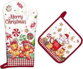 Hx0705 Arquiel Christmas Gingerbread Oven Mitt X1 And Pot Holder