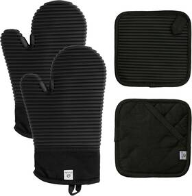 Artisan Home Products Limited 744759188564 Extra Long Silicone Oven Mitts And Potholders Set - Heat Resistant 500 F Kitchen G