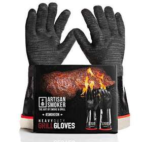Artisan Smoker 666628812090 Bbq Gloves Extreme Black Grilling With Breathable Cotton Lining Water
