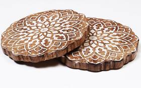 Trivet0013 Artisenia Set Of 2 Round Mandala Wooden Trivet For Hot Pots And Pans Tea Pot Holders P
