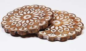 Trivet0014 Artisenia Set Of 2 Round Mandala Wooden Trivet For Hot Pots And Pans Tea Pot Holders Ho