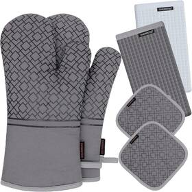 Arunalus 445038464401 6-piece Oven Mitts And Pot Holders Set High Heat Resistant Up To 550 C Non-slip