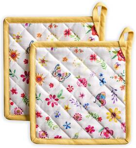 Aspero 313106854812 Maison Dft Hermine Hot Pads 100% Cotton Pot Holders With Hanging Loop Set