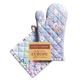 Op041aa01 Aspero 7.5 Inch X 13 And 8 Oven Mitt Pot Holder 02 - Sweet Rose Lavender Lush