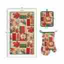 At050020 Kashi Home Holiday Christmas 3pc Kitchen Accessory Set Towel Oven Mitt Potholder