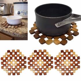 Atb-13572-3pc Atb 3 Pc Kitchen Mat Bamboo Trivet Hot Pad Pot Pan Holder Stove Oven Heat Resistant