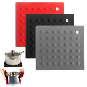 G25877-4pc Atb 4 Pc Silicone Pot Holder Trivet Heat Resistant Non-slip 7 Inch Square Mats Placemats