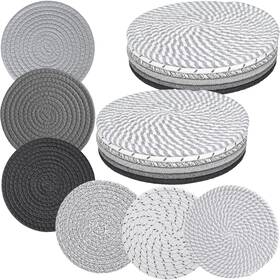 Num0036 Atznzik 12 Pieces 8 Inch Trivet Mats For Hot Dishes Pots And Pans Heat Resistant Gray