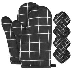 M1-3336967 Auauy Oven Mitts And Pot Holders 6pcs Set 392 F Heat Resistant Cooking Black