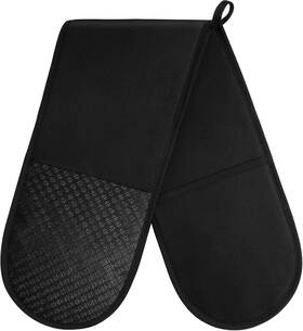 M1-3507404 Auauy Black Double Oven Mitts 250 C/482 F Heat Resistant One-piece