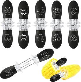 7421 Augsun Corn Holders 10pcs/5 Pairs Cob Sets Funny Faces Black1
