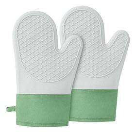 Aurchdly 781285671696 Silicone Oven Mitts Heat Resistant Up To 500 F Gloves With Soft Lining