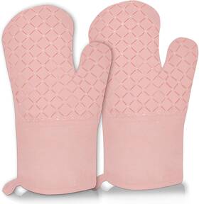 Jj12028-10 Auruza 2 Pcs Oven Mitts For Kitchen Heat Resistant Gloves Soft 2pcs Pink