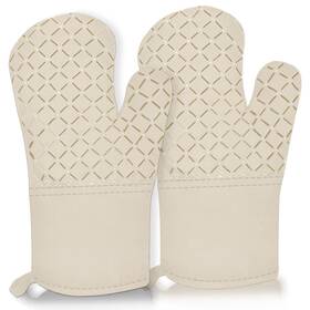 Jj12028-12 Auruza 2 Pcs Oven Mitts For Kitchen Heat Resistant Gloves Soft 2pcs Khaki