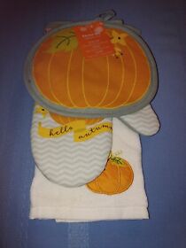 Potholder8x7 Autumn Kitchen Set Towel 15x25 Oven Mitt 7x11 Cotton