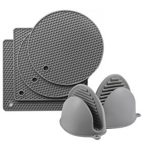 Zia000003 Auzla 6pcs Silicone Oven Mitts And Pot Holders Sets - 2 X For Kitchen