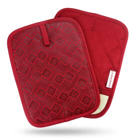 Avacraft 600030335152 Red Pot Holders Set Flexible 100% Cotton With Non-slip Heat Resistant Silic