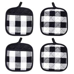 Bangboom 635405413867 4 Pieces Checked Pot Holders Set Heat Resistant Oven Mitts Pads With Pocket N