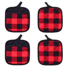 Bangboom 635405413874 4 Pieces Checked Pot Holders Set Heat Resistant Oven Mitts Pads With Pocket N