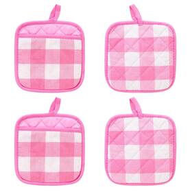 Bangboom 635405413881 4 Pieces Checked Pot Holders Set Heat Resistant Oven Mitts Pads With Pocket N