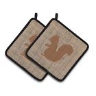 Bb1119-bl-bn-pthd  Carolines Treasures Squirrel Faux Burlap Brown Pair Of 638508363053
