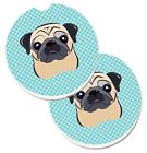 Bb1200carc Carolines Treasures Checkerboard Blue Fawn Pug Set Of 638508564542